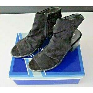 Women's 7.5M White Mountain‎ Deering Black Suede Open Back Bootie 882-W25946 NIB